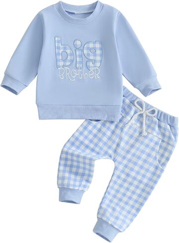Ledy Champswiin Big Lil Bro Toddler Boy Clothes Long Sleeve Tops Pants Brothers Matching Outfits in Saudi Arabia