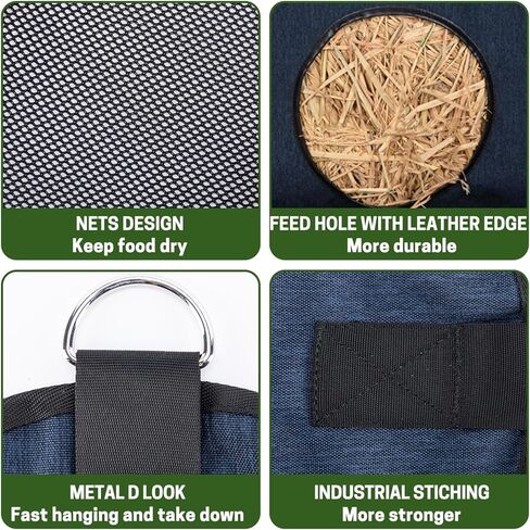 2 Pcs Hay Bags for Horse, Large Capacity Feeding Bag, Goat Hay Feeder, Hay Nets for Sheep, Open Feed Hole Hay Feeder for Slow Feeding in Saudi Arabia