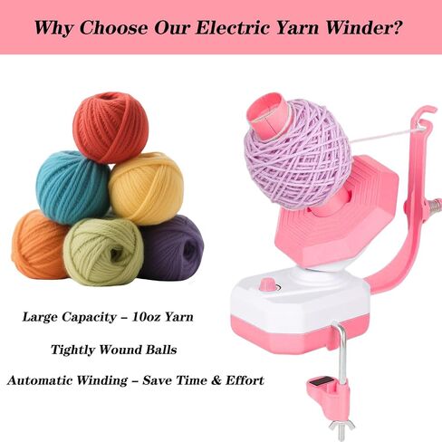 Sonhomay Electric Yarn Winder, Stepless Speed Automatic Yarn Ball Winder for Knitters & Crocheters, Automatic Yarn Spinner Wool Winder Make Neat 10 oz Yarn Cake Helper for Knitting Enthusiast in Kuwait