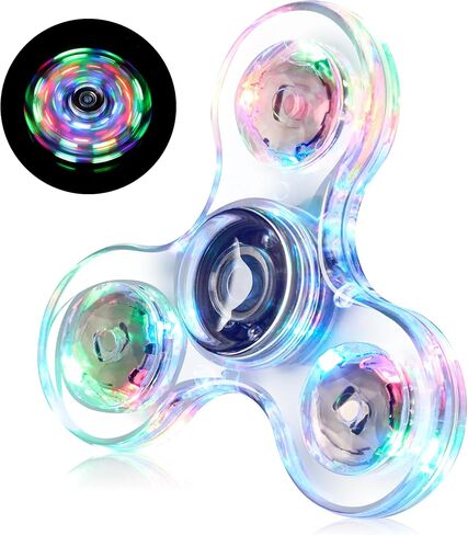 WELLVO LED Fidget Spinner for Kids Adults, Light up Sensory Fidget Toys for Kids 4-8 8-12 Anxiety Stress Relief, Classroom Prizes Glow in The Dark Hand Fidget Spinner Boys Girls Birthday Gifts in Kuwait