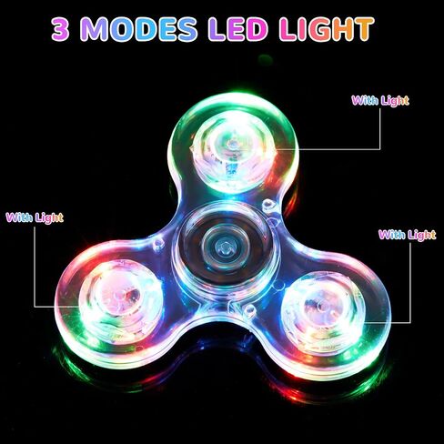 WELLVO LED Fidget Spinner for Kids Adults, Light up Sensory Fidget Toys for Kids 4-8 8-12 Anxiety Stress Relief, Classroom Prizes Glow in The Dark Hand Fidget Spinner Boys Girls Birthday Gifts in Kuwait