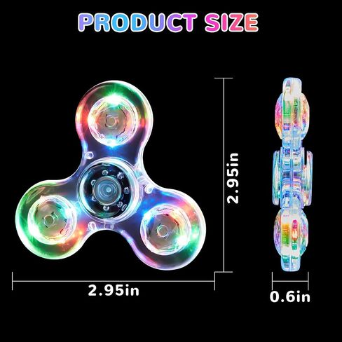 WELLVO LED Fidget Spinner for Kids Adults, Light up Sensory Fidget Toys for Kids 4-8 8-12 Anxiety Stress Relief, Classroom Prizes Glow in The Dark Hand Fidget Spinner Boys Girls Birthday Gifts in Kuwait