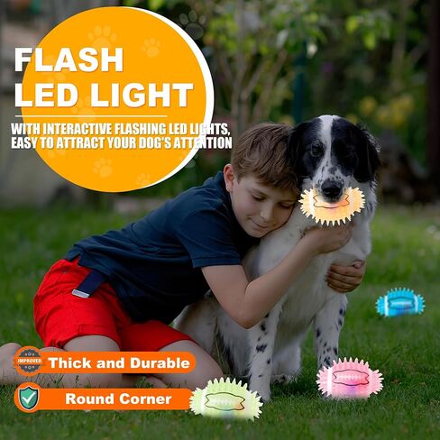 4.3" Dog Squeaky Football Toys 4 Pack, Interactive and Durable Spiky Dog Ball Toy for Medium Large Dogs with Built-in Squeaker for Teeth Cleaning and Training in Saudi Arabia