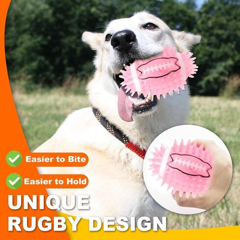 4.3" Dog Squeaky Football Toys 4 Pack, Interactive and Durable Spiky Dog Ball Toy for Medium Large Dogs with Built-in Squeaker for Teeth Cleaning and Training in Saudi Arabia