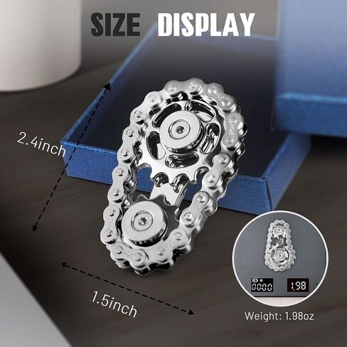 Fidget Spinners Toys for Adults Metal Figette Bike Chain Pain Stim Fidgets Toy for Teens ADHD Cool Gadgets Desk Offices Gift Anxiety Relief Items Stress Tool Sensory Spiky Toy for Autism - Colorful in Kuwait