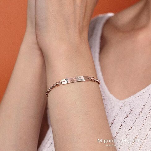MignonandMignon Personalized Medical ID for Women Engraved Diabetes Alert Bracelet Ball Chain Prescription Kids Jewelry -B-3BR-MD in Kuwait