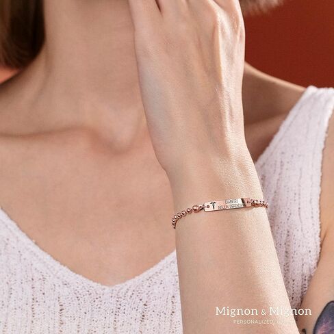 MignonandMignon Personalized Medical ID for Women Engraved Diabetes Alert Bracelet Ball Chain Prescription Kids Jewelry -B-3BR-MD in Kuwait