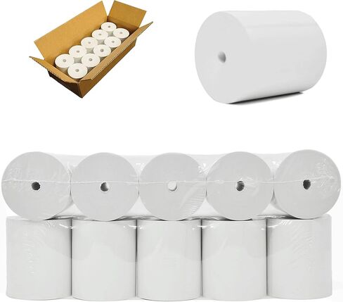 (55 GSM Paper Thickness Coreless) 3-1/8" x 230' (50 Rolls - 1 Case) Bpa Free Thermal Receipt Printer Paper | No Branding | Blank Tabs | Drop Shipping in Saudi Arabia