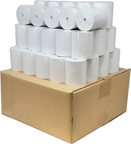 (55 GSM Paper Thickness Coreless) 3-1/8" x 230' (50 Rolls - 1 Case) Bpa Free Thermal Receipt Printer Paper | No Branding | Blank Tabs | Drop Shipping in Saudi Arabia