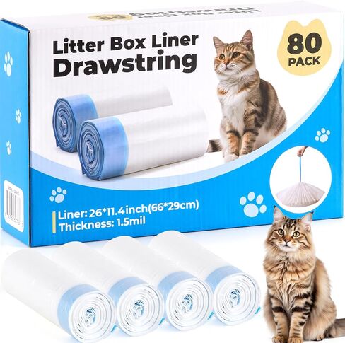 Self-Cleaning Litter Box Trash Bags, High-Capacity Waste Bags for Self-Cleaning Boxes - Odor Control, Durability, 80 Packs in Saudi Arabia