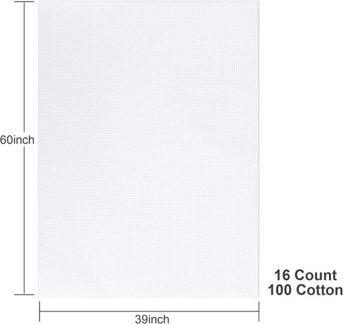 Aida Cloth 16 Count Cross Stitch Fabric ، 60 × 39 بوصة (16Ct ، Off White) in Kuwait
