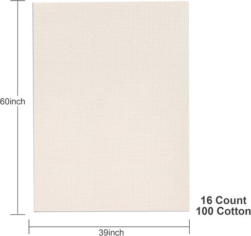 Aida Cloth 16 Count Cross Stitch Fabric ، 60 × 39 بوصة (16Ct ، Off White) in Kuwait