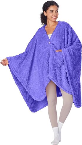 Catalopnia Womens Wearable Poncho Blanket, Fleece Blanket Cape with Pockets, Soft Warm Shawl, Gifts for Women in Kuwait