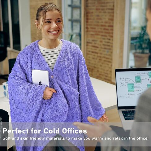 Catalopnia Womens Wearable Poncho Blanket, Fleece Blanket Cape with Pockets, Soft Warm Shawl, Gifts for Women in Kuwait