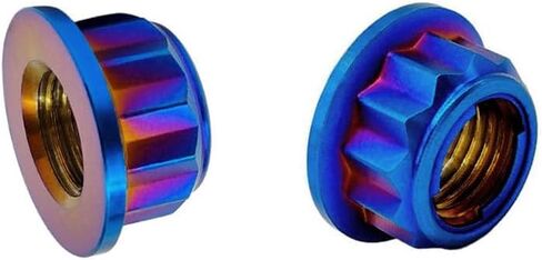 RISON Titanium Bi-Hex Sprocket Nut 12PT Flange Lock nut Titanium Metal Lock nut Pack of 5 (M8x1.25mm,Burnt Blue) in Kuwait