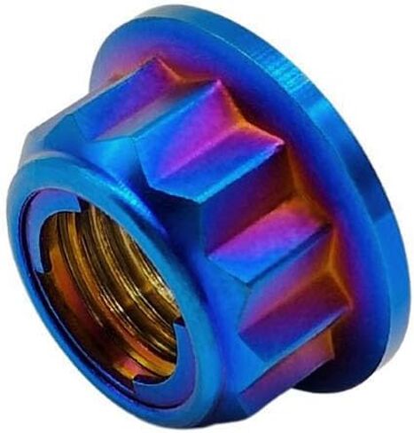 RISON Titanium Bi-Hex Sprocket Nut 12PT Flange Lock nut Titanium Metal Lock nut Pack of 5 (M8x1.25mm,Burnt Blue) in Kuwait