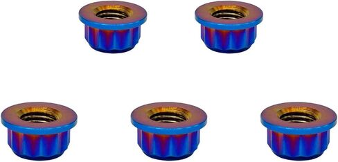 RISON Titanium Bi-Hex Sprocket Nut 12PT Flange Lock nut Titanium Metal Lock nut Pack of 5 (M8x1.25mm,Burnt Blue) in Kuwait