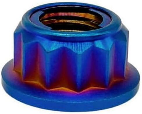 RISON Titanium Bi-Hex Sprocket Nut 12PT Flange Lock nut Titanium Metal Lock nut Pack of 5 (M8x1.25mm,Burnt Blue) in Kuwait