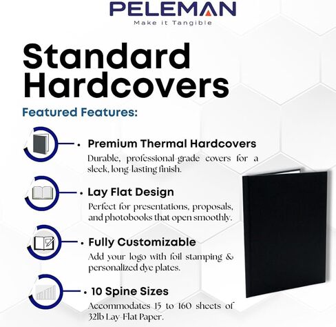 Peleman formally Unibind Thermal Hardcovers Binding Covers for Professional Documents, Journals & Notebooks – No Spiral or Comb Required - Pack of 10 (black, Spine Capacity 20 Sheets Max) in Kuwait