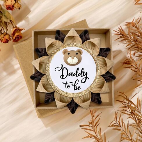 Dad to Be Pin Bear Baby Shower Decorations Gender Reveal Cartoon Bear Badge Button Pin with Gift Box for Gender Reveal Baby Shower Corsage Keepsake New Daddy to be Gifts in Saudi Arabia
