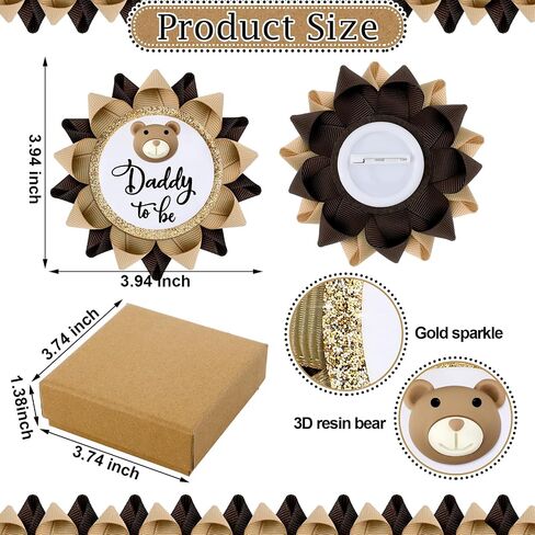 Dad to Be Pin Bear Baby Shower Decorations Gender Reveal Cartoon Bear Badge Button Pin with Gift Box for Gender Reveal Baby Shower Corsage Keepsake New Daddy to be Gifts in Saudi Arabia