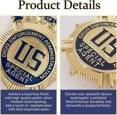 Badge for Dressing up and Role Play, Cop Cosplay Costume Accessory, Enameled & Plated, Nickel-Brass Opulent Shield Badge with Gift Box Packaging, Style11 in Saudi Arabia