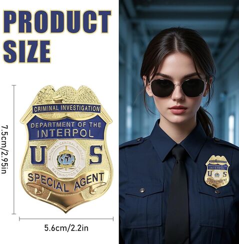 Badge for Dressing up and Role Play, Cop Cosplay Costume Accessory, Enameled & Plated, Nickel-Brass Opulent Shield Badge with Gift Box Packaging, Style11 in Saudi Arabia