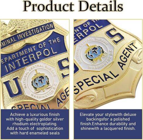 Badge for Dressing up and Role Play, Cop Cosplay Costume Accessory, Enameled & Plated, Nickel-Brass Opulent Shield Badge with Gift Box Packaging, Style11 in Saudi Arabia
