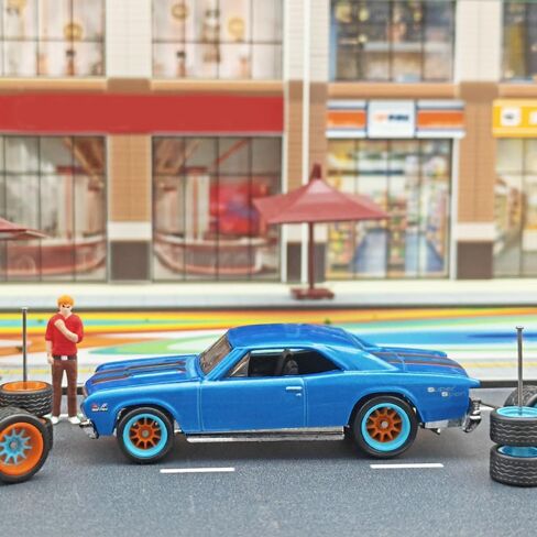 WAVEIST 1/64 Wheels and Tires,Front Small Rear Big, Orange and Blue color for Muscle Cars,Real Rider Series,8 sets a pack. (MBK13) in Kuwait