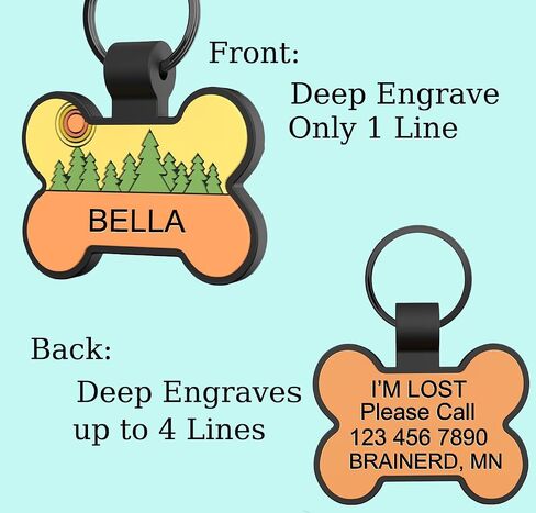 Silent Dog ID Tags, Personalized Engraved Silicone Dog and Cat Name Pet ID Tags, Lightweight and Waterproof, Soundless No More Jingling Tags(Bone, 1 PCS) in Kuwait