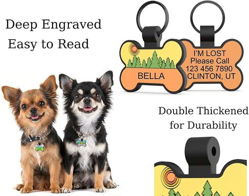 Silent Dog ID Tags, Personalized Engraved Silicone Dog and Cat Name Pet ID Tags, Lightweight and Waterproof, Soundless No More Jingling Tags(Bone, 1 PCS) in Kuwait