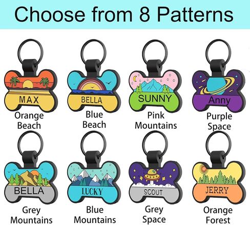 Silent Dog ID Tags, Personalized Engraved Silicone Dog and Cat Name Pet ID Tags, Lightweight and Waterproof, Soundless No More Jingling Tags(Bone, 1 PCS) in Kuwait