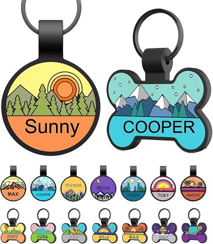 Silent Dog ID Tags, Personalized Engraved Silicone Dog and Cat Name Pet ID Tags, Lightweight and Waterproof, Soundless No More Jingling Tags(Bone, 1 PCS) in Kuwait