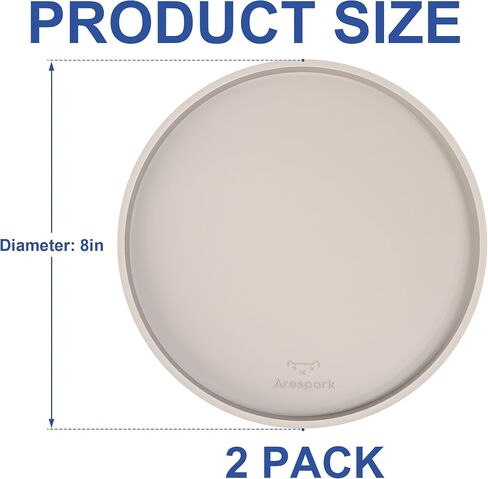 Arespark Pet Silicone Food Mat 2pcs ، حصيرة وعاء التغذية غير المقاومة للماء مع حواف مرتفعة للطعام والماء منع الانسكابات ، صينية الأكل المستديرة للقطط القطة ، 8 '× 8' ' in Kuwait