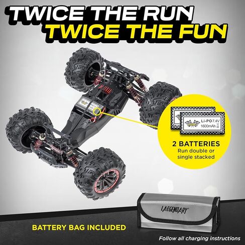Laegendary عن بعد سيارة التحكم عن بُعد ، سيارة Hobby Grade RC Car 1:10 محرك مصقول مع بطاريتين ، شاحنة RC مقاومة للماء 4x4 على الطرق الوعرة ، سيارات RC سريعة للبالغين ، سيارات RC ، شاحنة التحكم عن بُعد in Kuwait