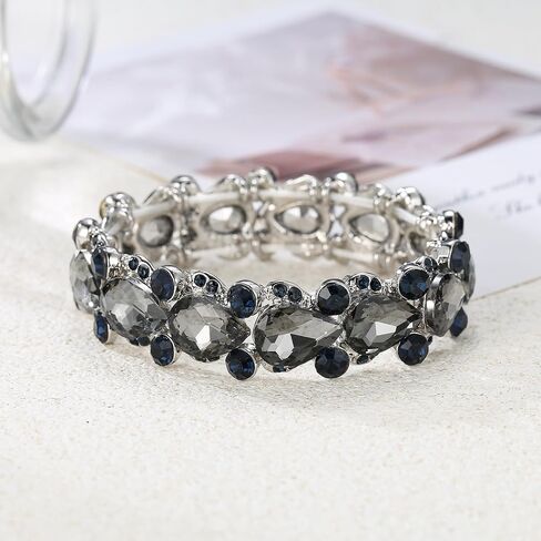 سوار Flyonce نسائي من الكريستال النمساوي لحفلات الزفاف والزهور المسيل للدموع وسوار مرن قابل للتمدد in Kuwait