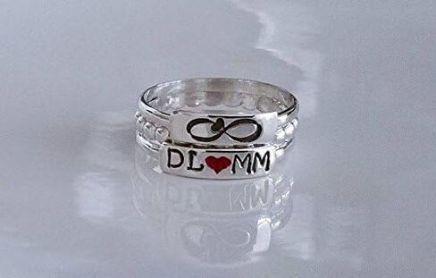 Personalized Sterling Silver Stacking Ring, Custom Initial or Couples Ring Stackable, Name Rings, Promise Ring, Infinity Ring - 3 Ring Set in Saudi Arabia
