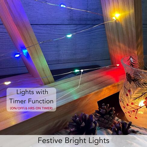 Set of 2 - Handmade Rustic Farmhouse Christmas Trees with Lights, Modern Holiday Home Décor (Medium & Large, Warm White Lights, Natural) in Saudi Arabia