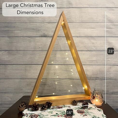 Set of 2 - Handmade Rustic Farmhouse Christmas Trees with Lights, Modern Holiday Home Décor (Medium & Large, Warm White Lights, Natural) in Saudi Arabia