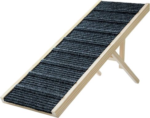 Dog Ramp for Bed, 43.5" Long Wooden Foldable Dog Ramp, 6 Adjustable Heights from 14" to 26" with Anti-Slip Traction Mat, Portable Pet Ramp for Car, Bed, Couch, Max 200lbs - 43.5inch in Saudi Arabia