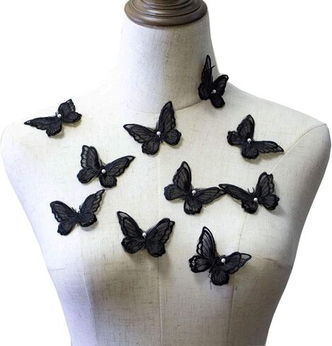 10PCS Double Layers Butterfly Patches Butterfly Lace Applique Organza Embroidery Sewing for Craft Projects (Pale Blue) in Kuwait