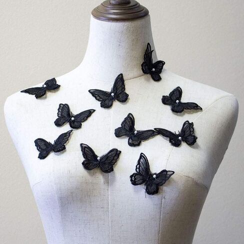 10PCS Double Layers Butterfly Patches Butterfly Lace Applique Organza Embroidery Sewing for Craft Projects (Pale Blue) in Kuwait