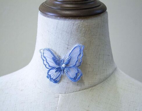 10PCS Double Layers Butterfly Patches Butterfly Lace Applique Organza Embroidery Sewing for Craft Projects (Pale Blue) in Kuwait