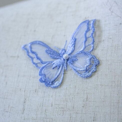 10PCS Double Layers Butterfly Patches Butterfly Lace Applique Organza Embroidery Sewing for Craft Projects (Pale Blue) in Kuwait