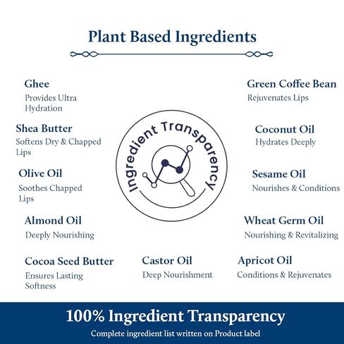 Blue Nectar Ayurvedic Orange Lip Balm with Organic Ghee & Natural Vitamin C for Dry Lips | Moisturizing Lip Gloss with Clean Ingredients (0.35 oz, 10 Herbs) in Kuwait