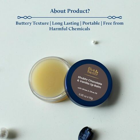 Blue Nectar Ayurvedic Orange Lip Balm with Organic Ghee & Natural Vitamin C for Dry Lips | Moisturizing Lip Gloss with Clean Ingredients (0.35 oz, 10 Herbs) in Kuwait