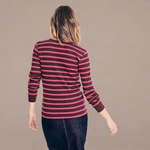 Nautica Women's Striped Long-Sleeve Rib-Knit Top in Saudi Arabia