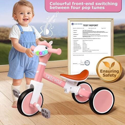 Tricycle for Toddlers 1-5 Year Olds, Toddler Balance Bike for Boys Girls 2-4, Toddler Tricycle with Light & Music Front, Kids Bicycle with Removable Pedal, Birthday Gifts for 1 2 3 4 5 Year (Pink) in Saudi Arabia