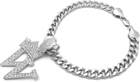Rhinestone Studded Initial Pendant 18" Cuban Chain Fashion Costume Jewelry Necklace for Dogs Cats in Gold Tone (Gold - C) in Kuwait