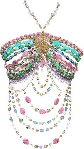 Handmade Acrylic Jewelry Body Chain Fashion Colorful Hanging Neck Suspenders Hollowed Out Bra Bra Jewelry Party Bikini Bra Chain in Saudi Arabia